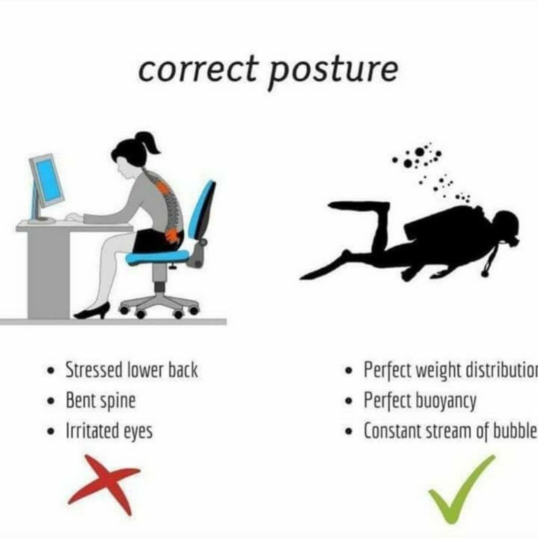 Correct posture funny scuba diving meme